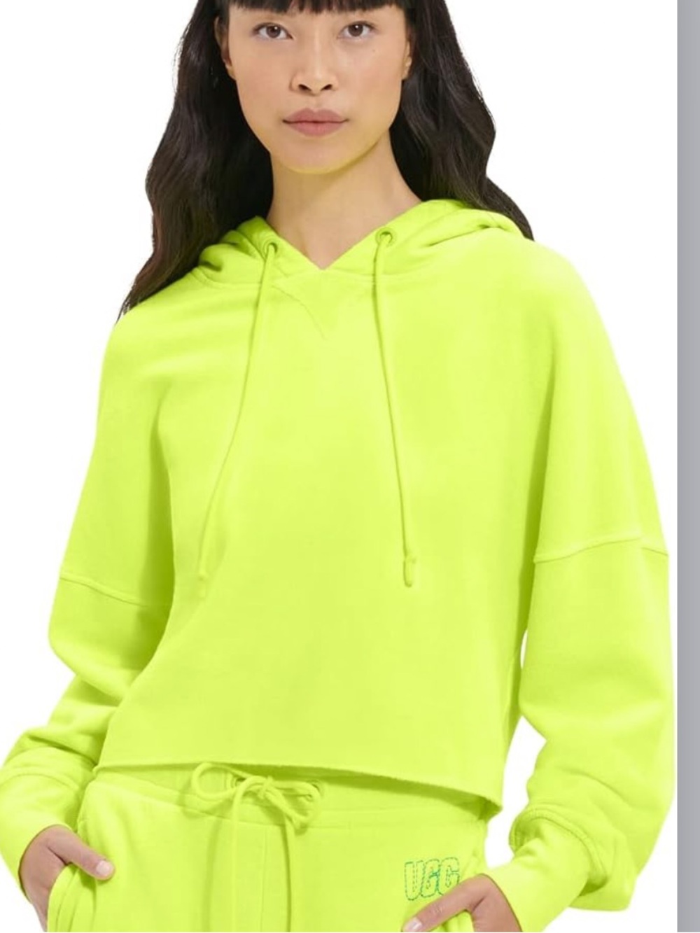 Ugg Keira Crooped Neon Green Hoodie